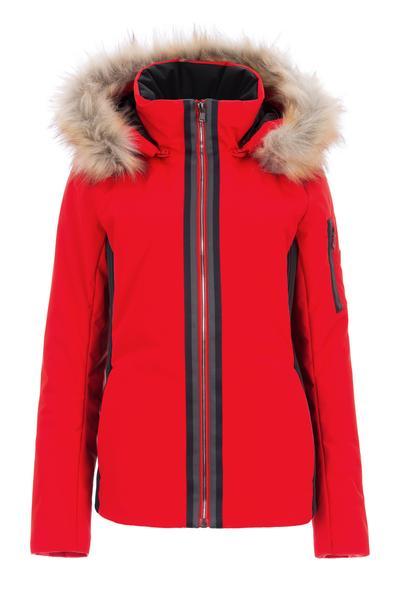 L22 Danielle 3 Jacket with real fox fur : RED/BLK