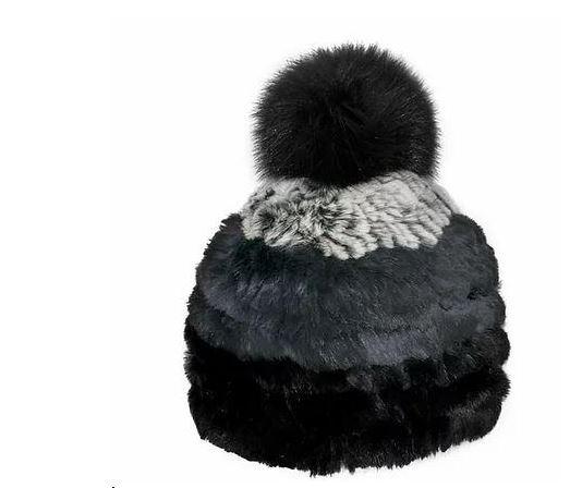 L25  Rabbit Hat W/fox/pom