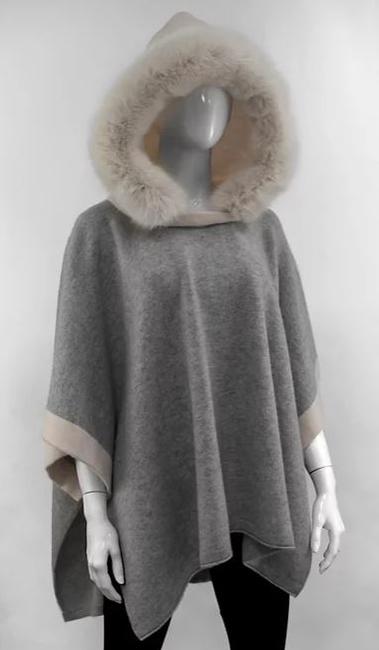 L21 Knit Poncho W/Fox Hood