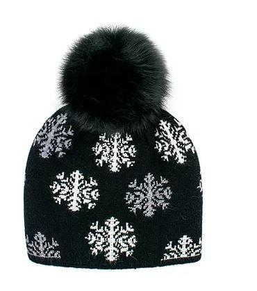 L23 Hat Snowflake W/fox Pom