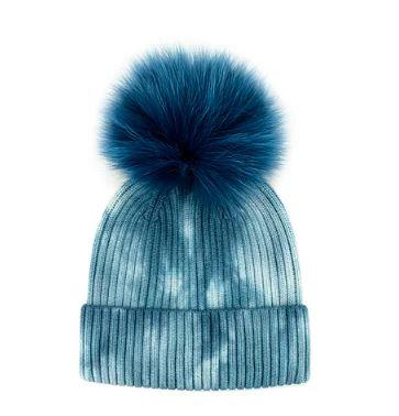 J25 Hat Cuff Tye Dye W/fox Pom