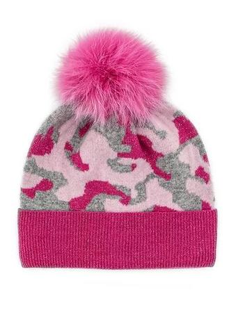 L23 Knit Camo Hat Fox Pom