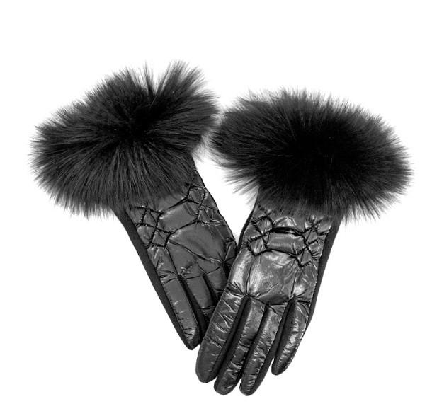 L24 Shiny Puffer Glove: BLACK