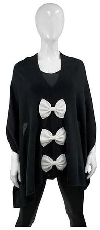 L25 Cashmere Poncho With Bows