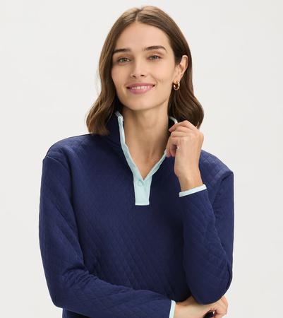 L25 Quilted Snap Mock Sweater